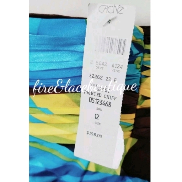 NWT CACHE WATERCOLOR SILK DRESS SZ L 12 - Picture 6 of 7